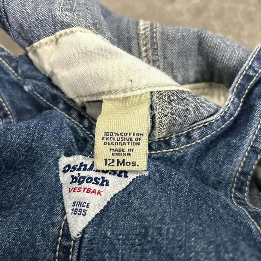 OshKosh B'gosh Vintage Denim Shortalls Overalls Size 12 Months